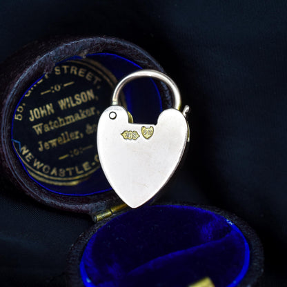 Antique Edwardian 9ct Gold Plain Heart Padlock Pendant