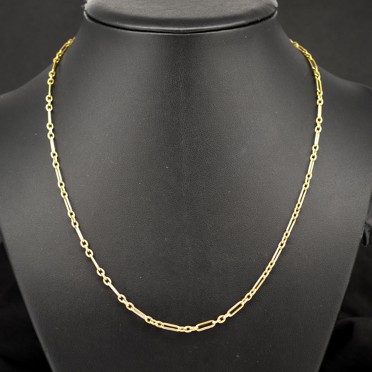 Antique 15ct Gold Paperlink Trombone Chain Necklace with Barrel Clasp | 18.5" Length