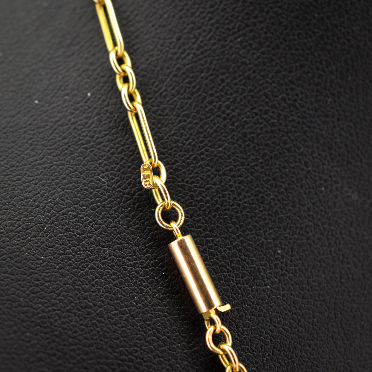 Antique 15ct Gold Paperlink Trombone Chain Necklace with Barrel Clasp | 18.5" Length