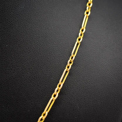 Antique 15ct Gold Paperlink Trombone Chain Necklace with Barrel Clasp | 18.5" Length