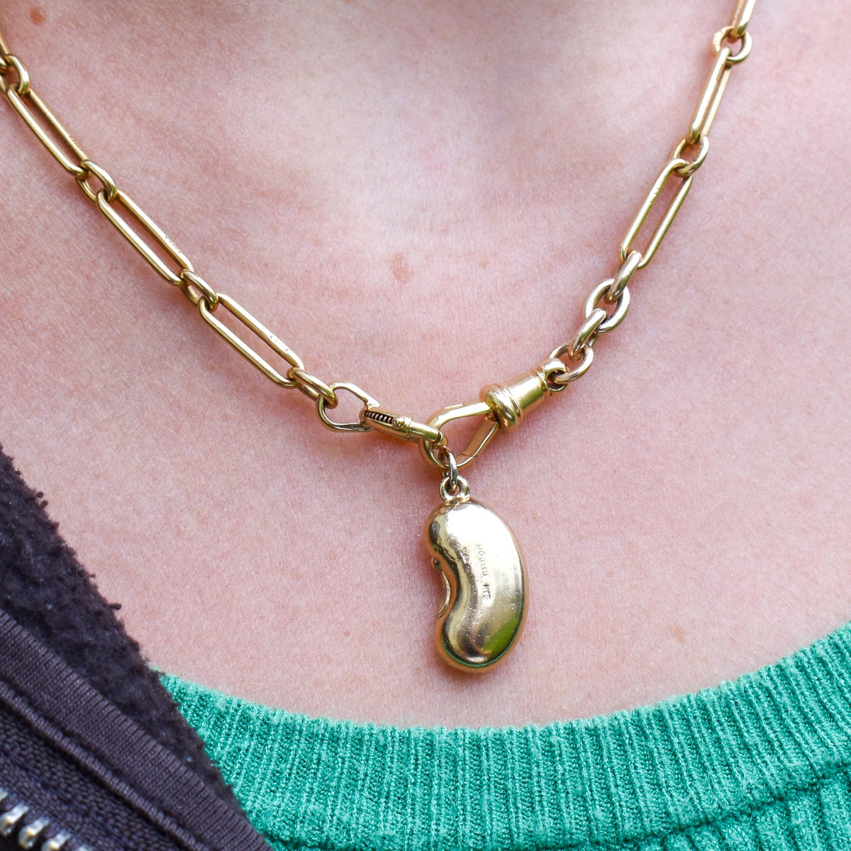 Vintage 9ct Yellow Gold Lucky Bean Charm Pendant | London 1965