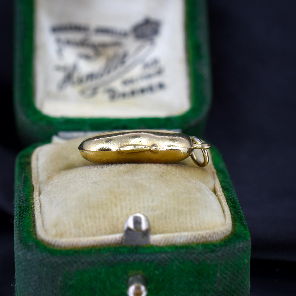 Vintage 9ct Yellow Gold Lucky Bean Charm Pendant | London 1965