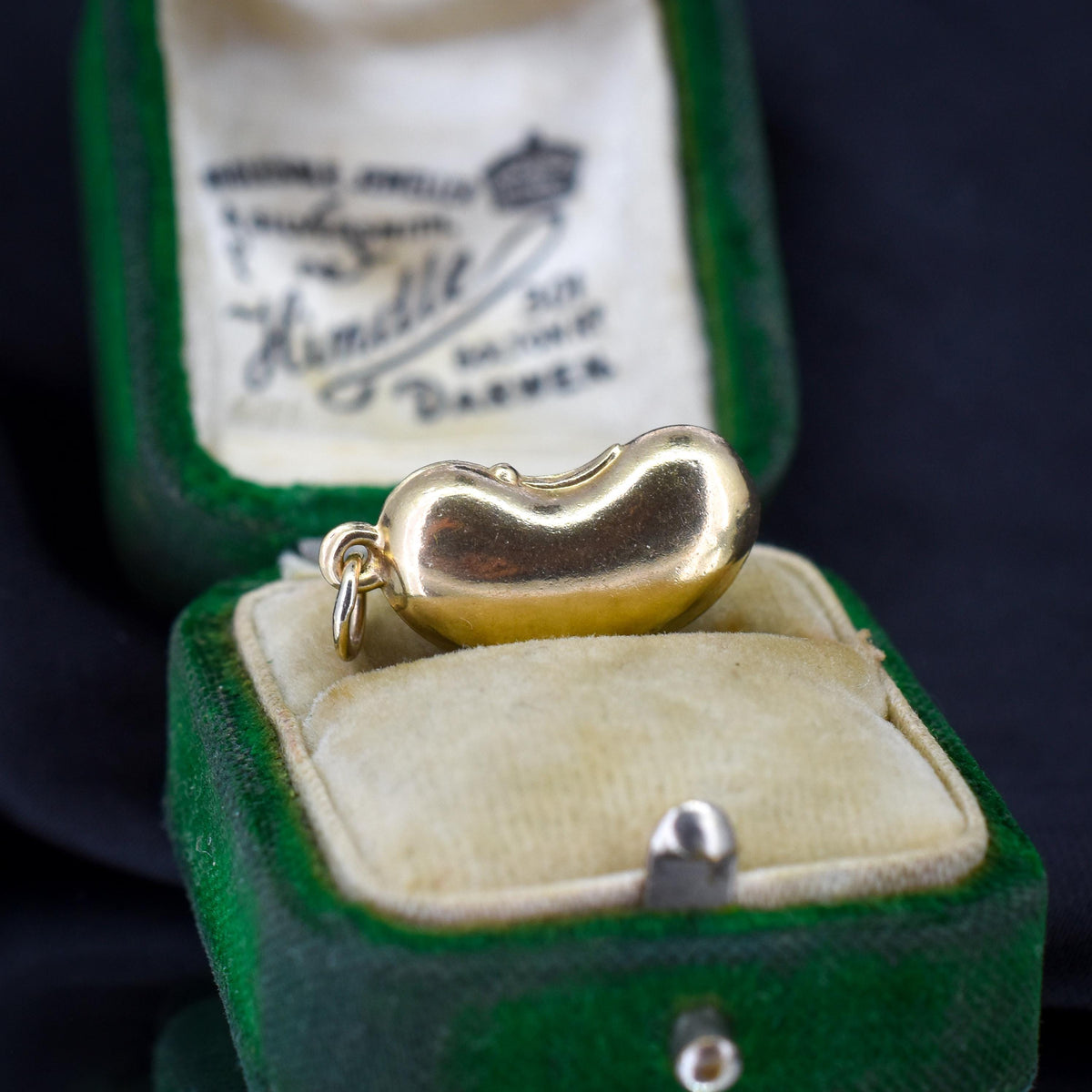 Vintage 9ct Yellow Gold Lucky Bean Charm Pendant | London 1965