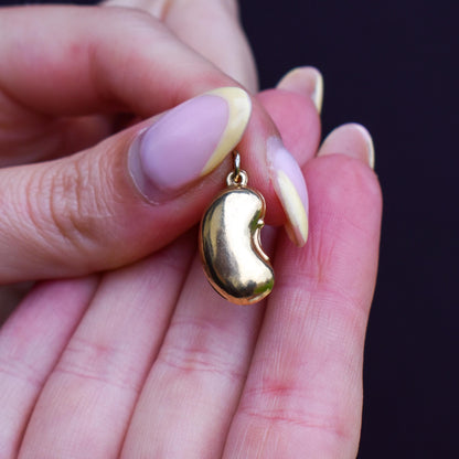 Vintage 9ct Yellow Gold Lucky Bean Charm Pendant | London 1965