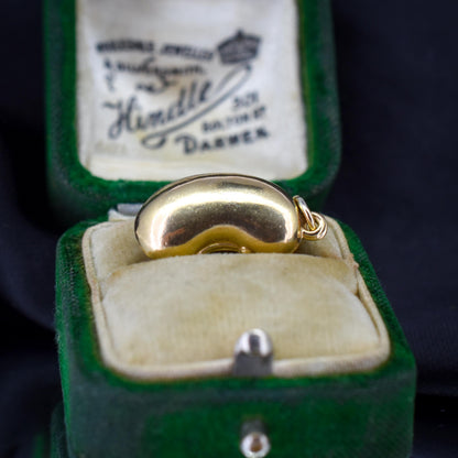Vintage 9ct Yellow Gold Lucky Bean Charm Pendant | London 1965