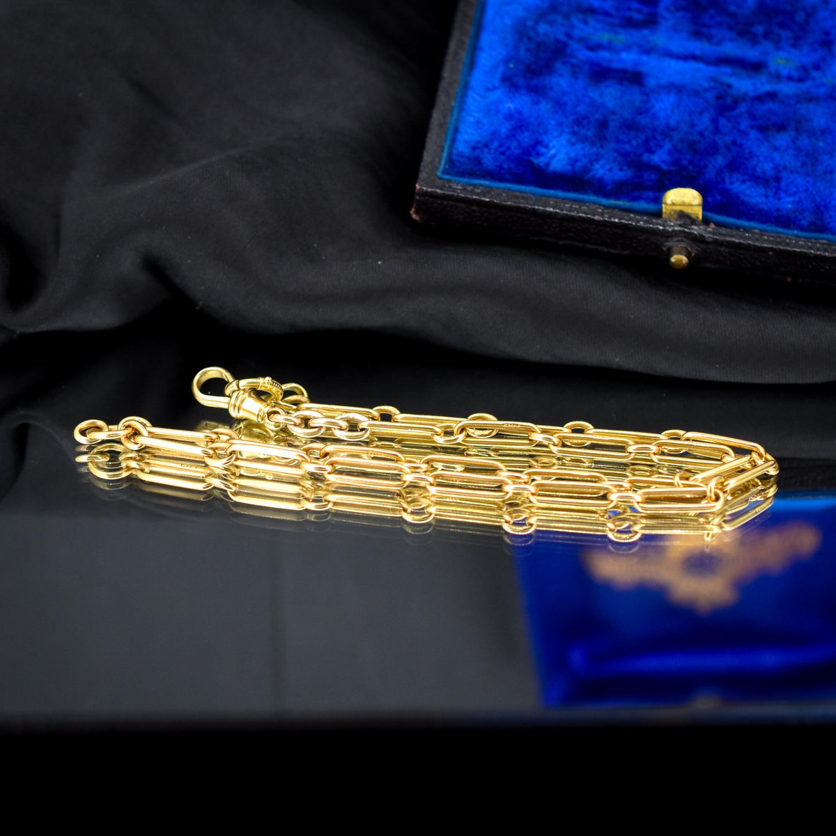 Antique '1911' 18ct Yellow Gold Trombone Chain Necklace | 16.5"