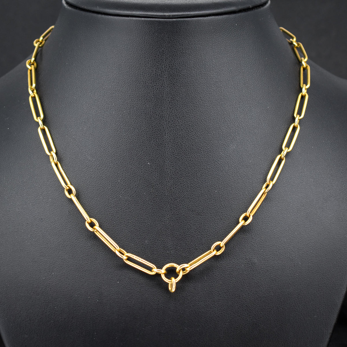 Antique '1911' 18ct Yellow Gold Trombone Chain Necklace | 16.5"
