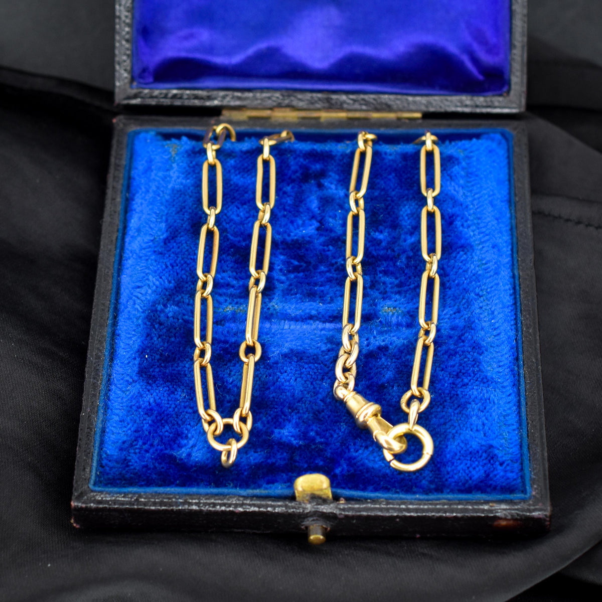 Antique '1911' 18ct Yellow Gold Trombone Chain Necklace | 16.5"