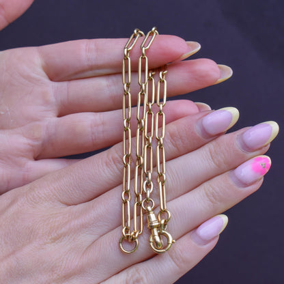 Antique '1911' 18ct Yellow Gold Trombone Chain Necklace | 16.5"