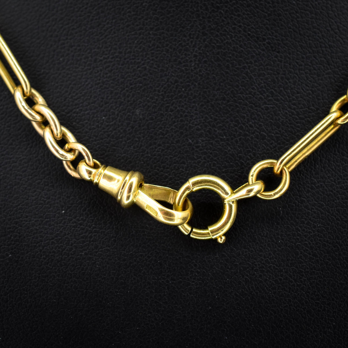 Antique '1911' 18ct Yellow Gold Trombone Chain Necklace | 16.5"