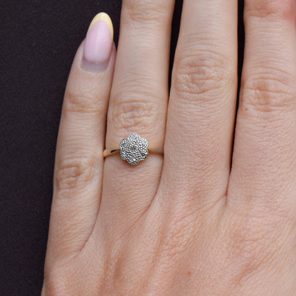 Antique Diamond Cluster Daisy 18ct Yellow Gold Ring
