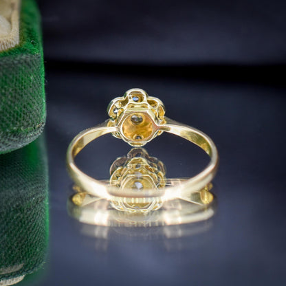 Antique Diamond Cluster Daisy 18ct Yellow Gold Ring