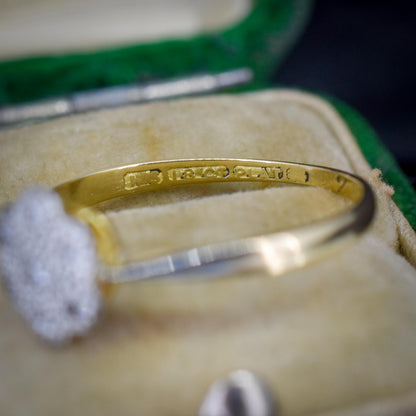 Antique Diamond Cluster Daisy 18ct Yellow Gold Ring