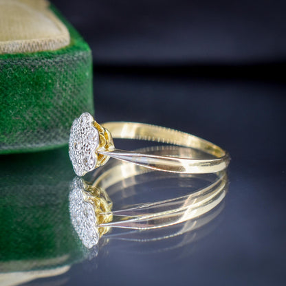 Antique Diamond Cluster Daisy 18ct Yellow Gold Ring