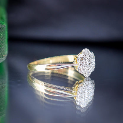 Antique Diamond Cluster Daisy 18ct Yellow Gold Ring