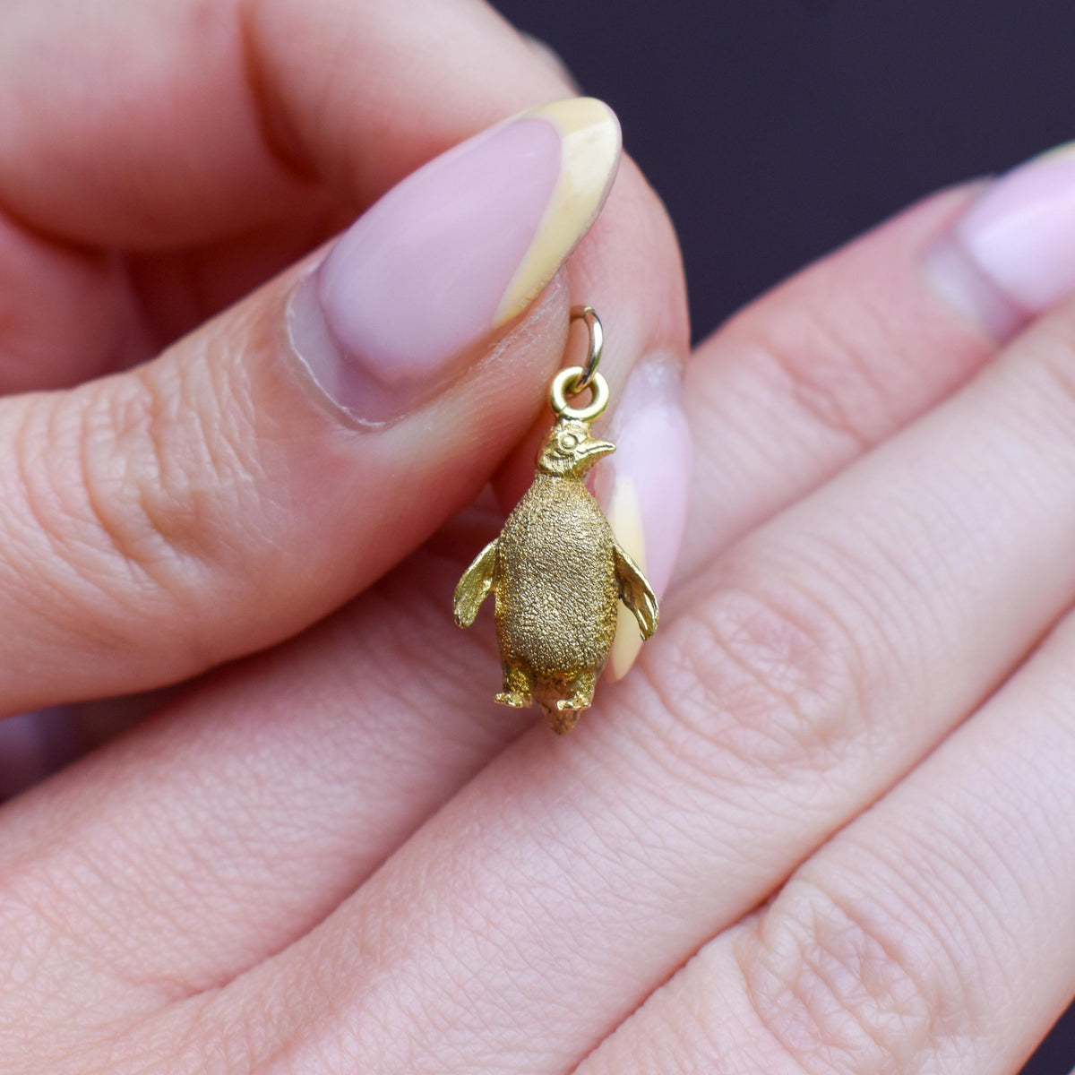 Vintage Solid 9ct Yellow Gold Penguin Charm | Dated 1974