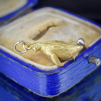 Vintage Solid 9ct Yellow Gold Penguin Charm | Dated 1974