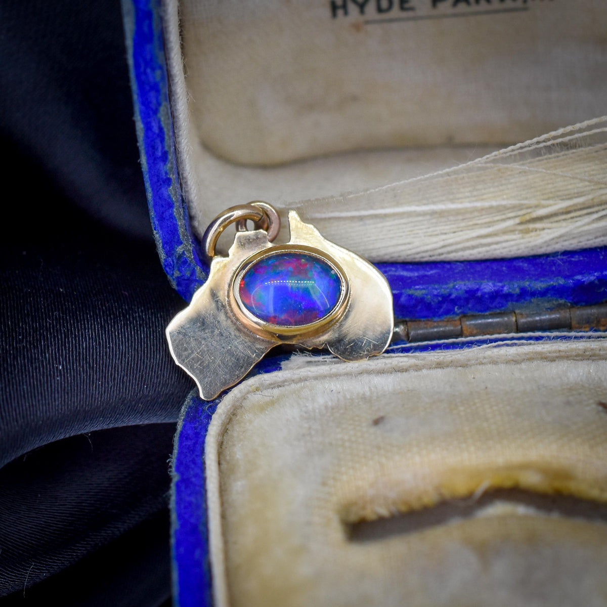 Antique Black Opal Triplet 9ct Gold Australia Travel Charm Pendant