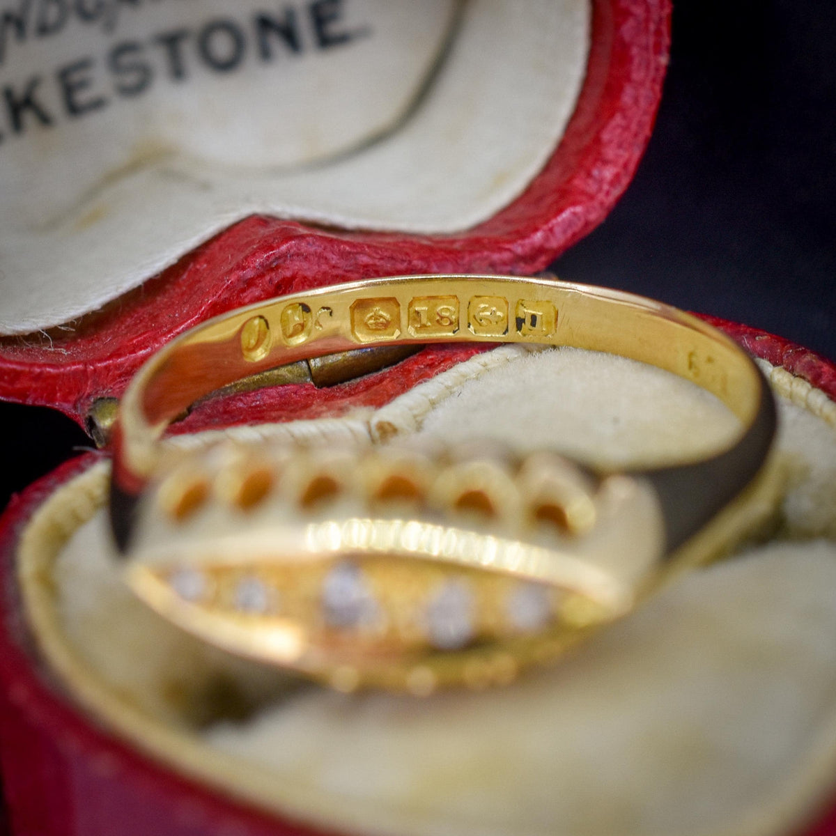 Antique Diamond Five Stone 18ct Yellow Gold Boat Ring | Dated 1919