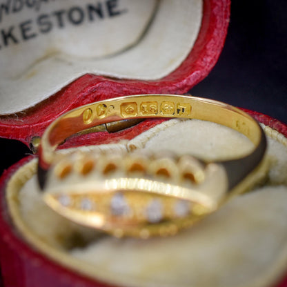 Antique Diamond Five Stone 18ct Yellow Gold Boat Ring | Dated 1919