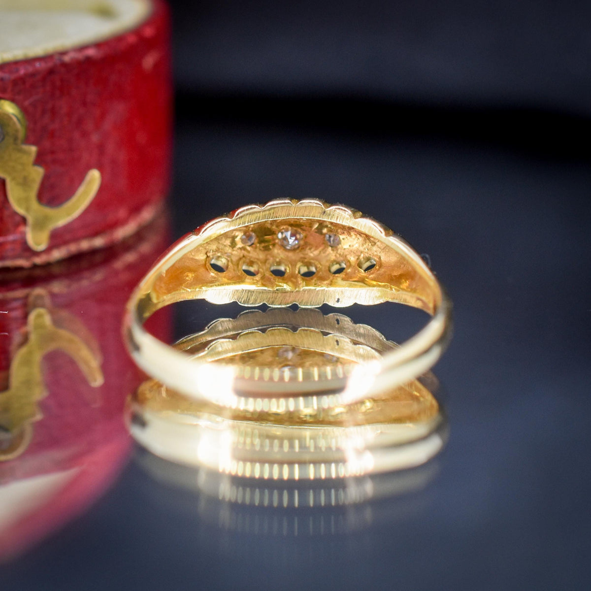 Antique Diamond Five Stone 18ct Yellow Gold Boat Ring | Dated 1919