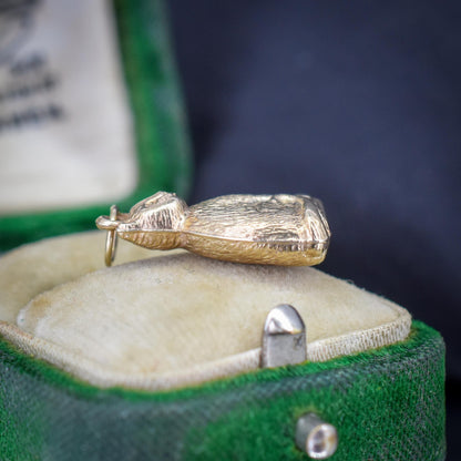 Vintage 9ct Gold Cat Feline Charm Pendant