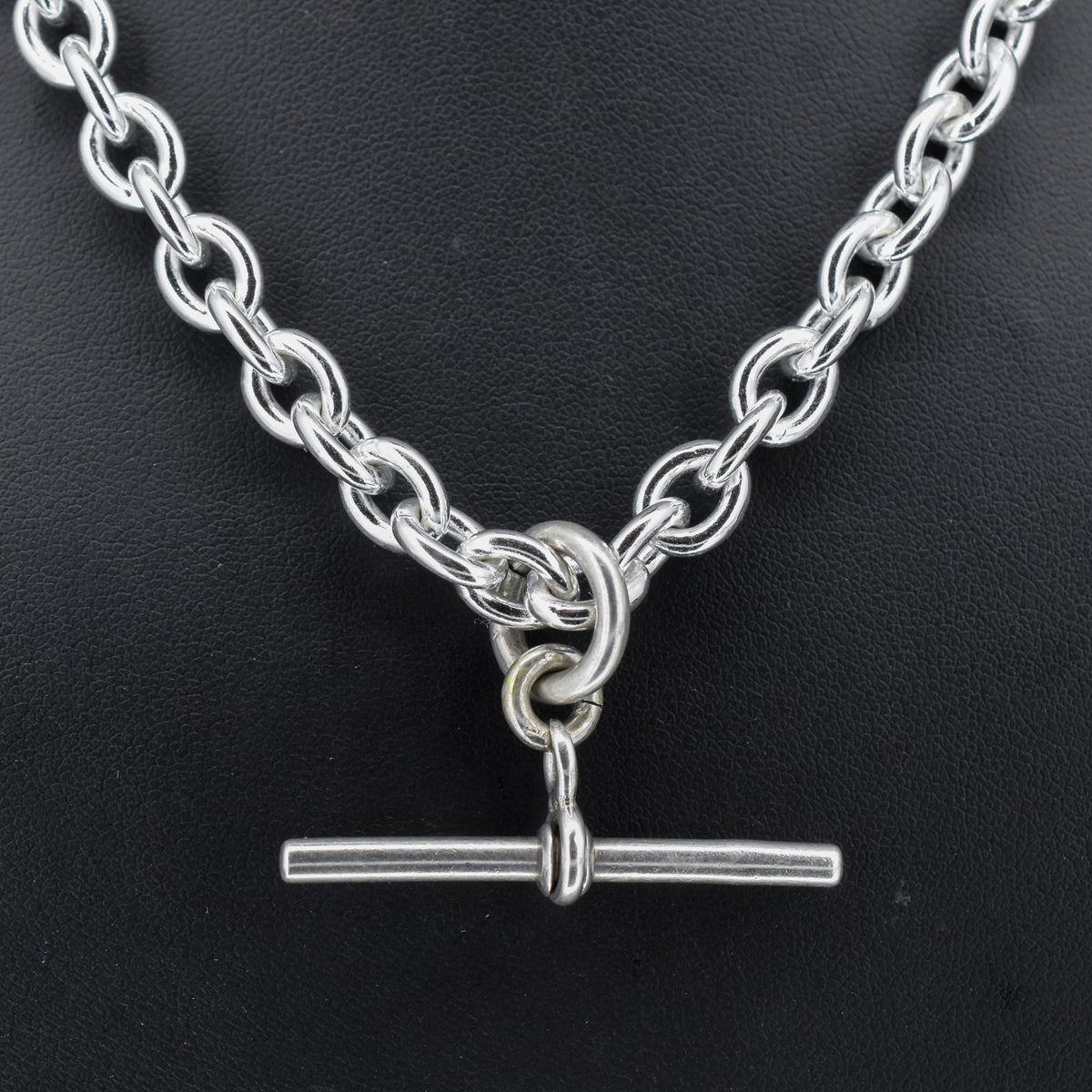 Vintage 75g Sterling Silver Oval Cable Link Chain Necklace with Double Dog Clip and T-bar Slider | 23"