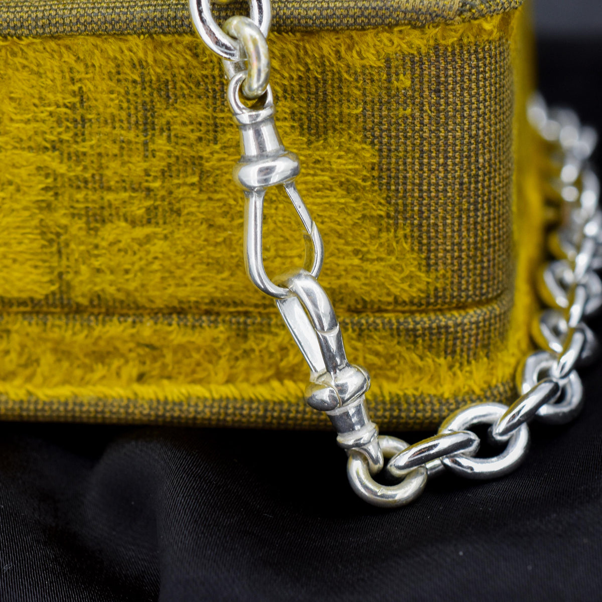 Vintage 75g Sterling Silver Oval Cable Link Chain Necklace with Double Dog Clip and T-bar Slider | 23"