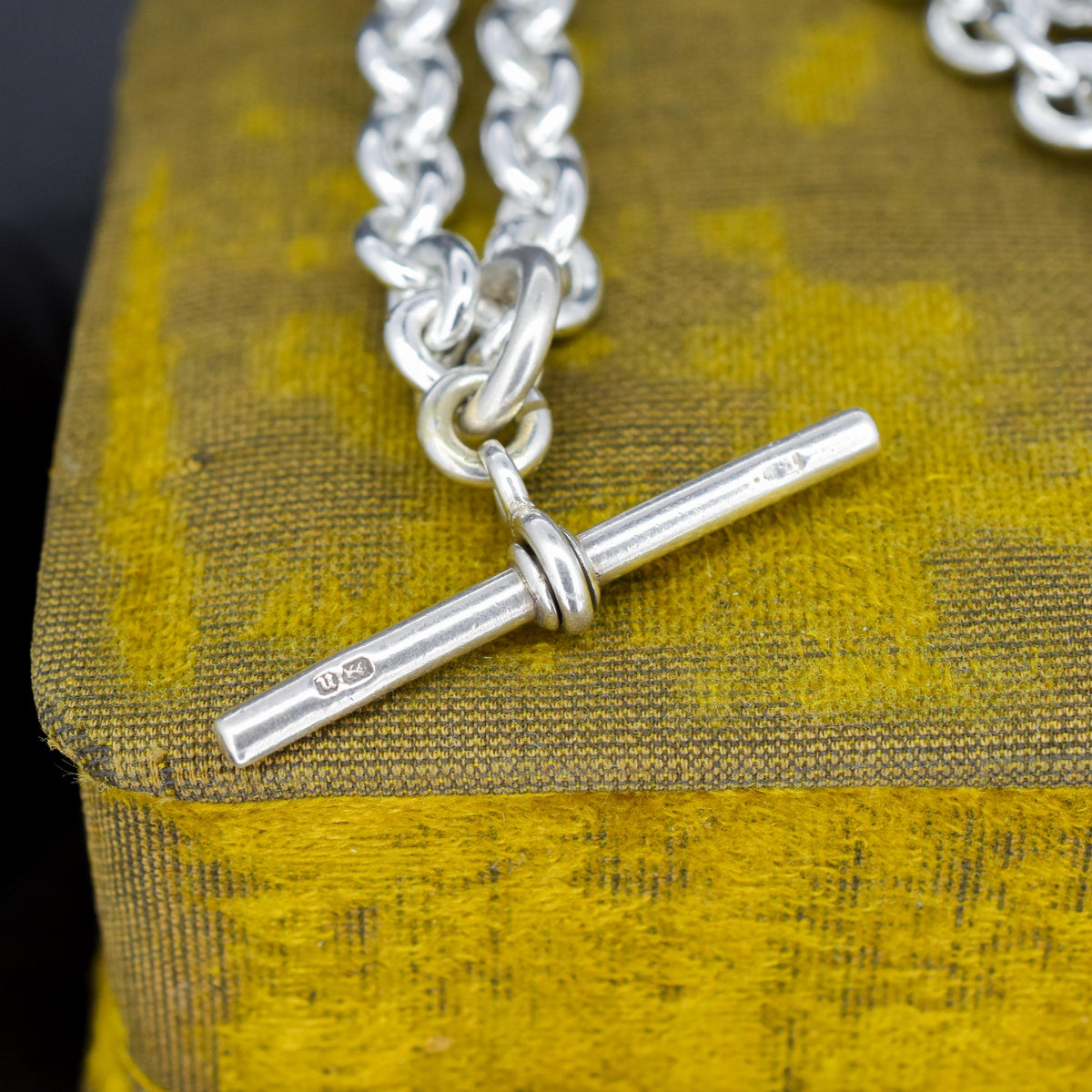 Vintage 75g Sterling Silver Oval Cable Link Chain Necklace with Double Dog Clip and T-bar Slider | 23"