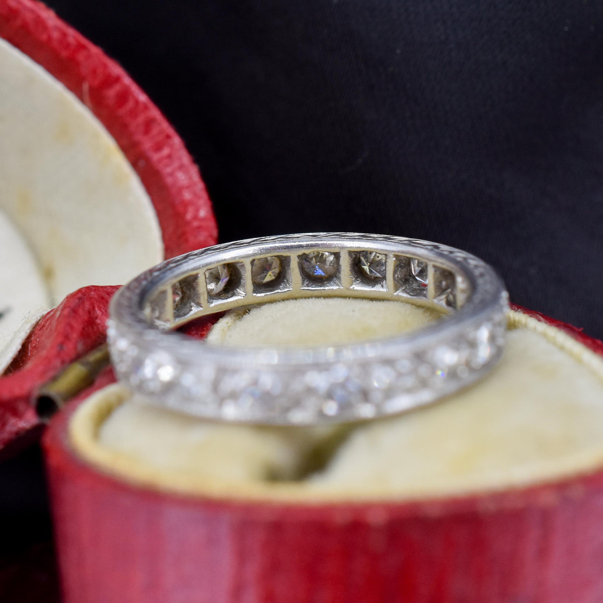Art Deco Diamond Palladium Full Eternity Wedding Band Ring