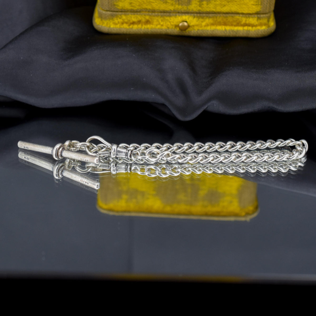 Antique Curb Sterling Silver Bracelet with Dog Clip and T-bar | 8"