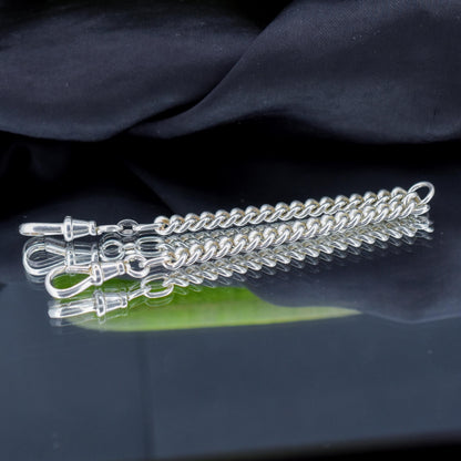 Vintage Curb Sterling Silver Bracelet / Extender with Double Dog Clip | 7.2"