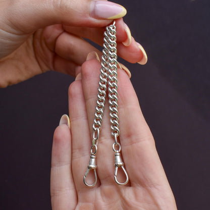 Vintage Curb Sterling Silver Bracelet / Extender with Double Dog Clip | 7.2"