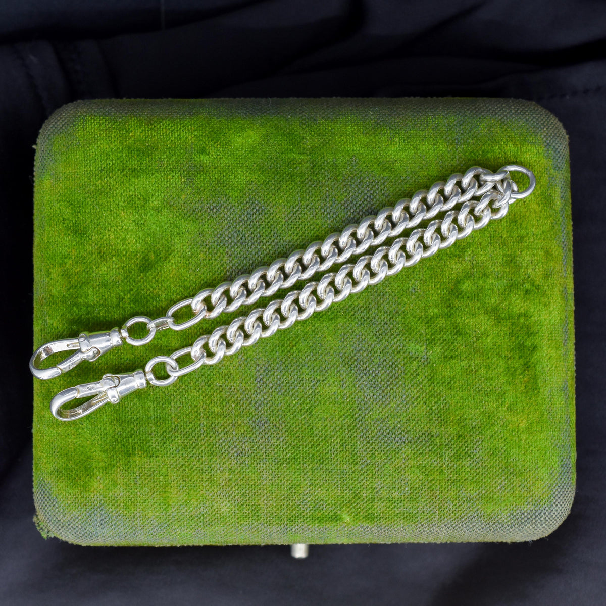 Vintage Curb Sterling Silver Bracelet / Extender with Double Dog Clip | 7.2"