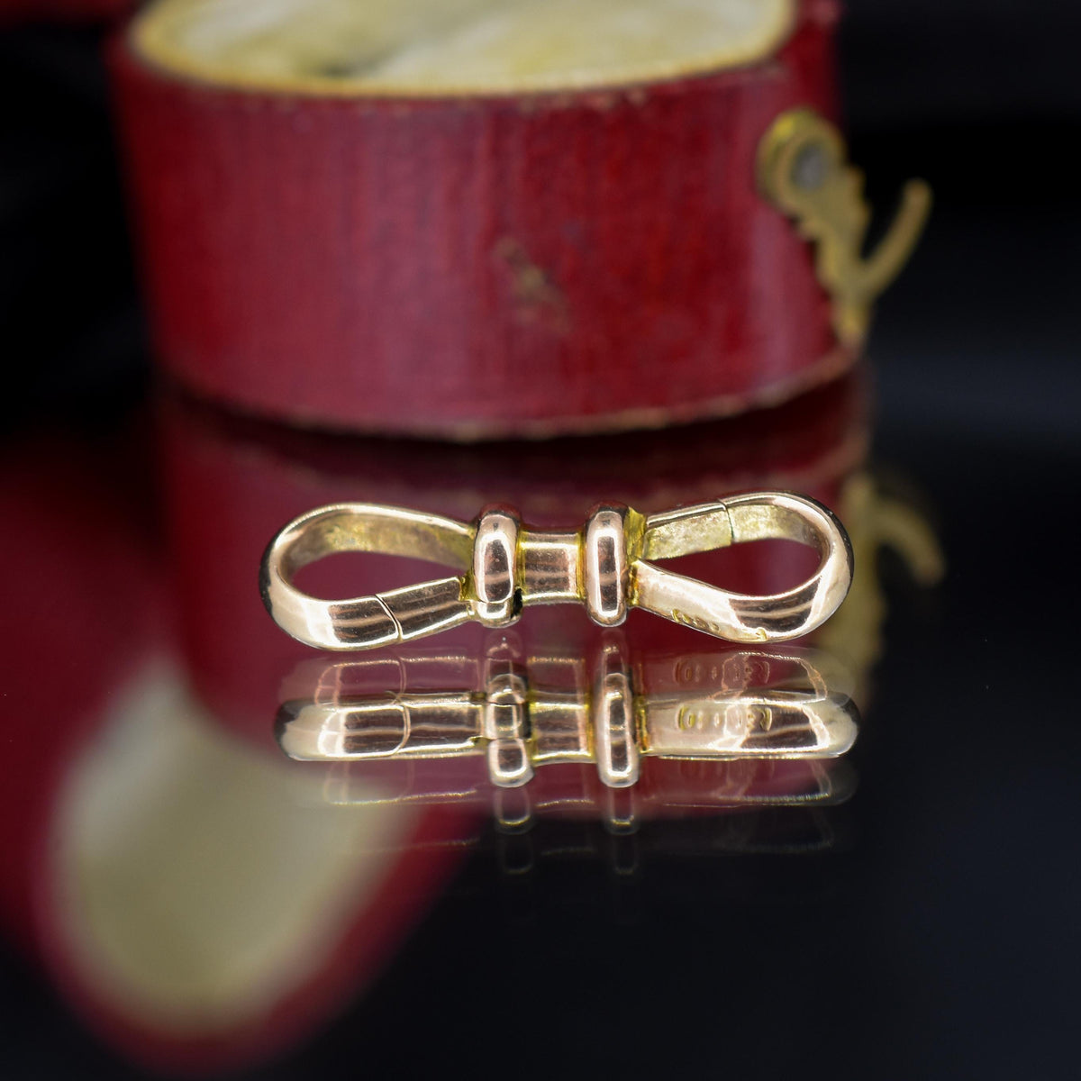 Rare Antique 9ct Gold Double Sided Dog Clip