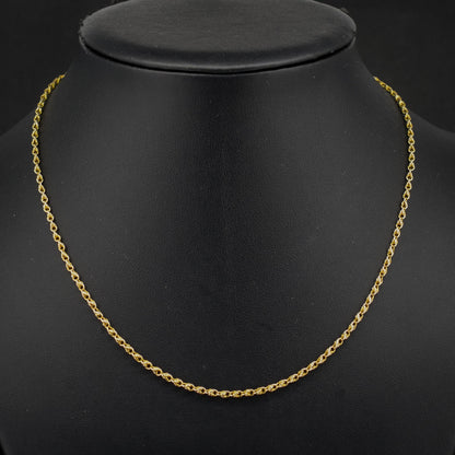 Antique 9ct Gold Love Knot Link Chain Necklace with Barrel Clasp | 16.5"