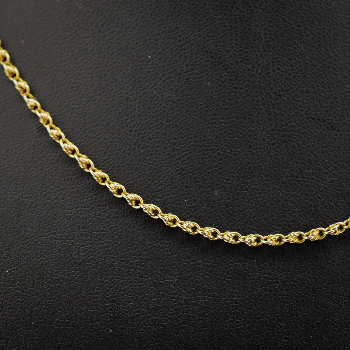 Antique 9ct Gold Love Knot Link Chain Necklace with Barrel Clasp | 16.5"