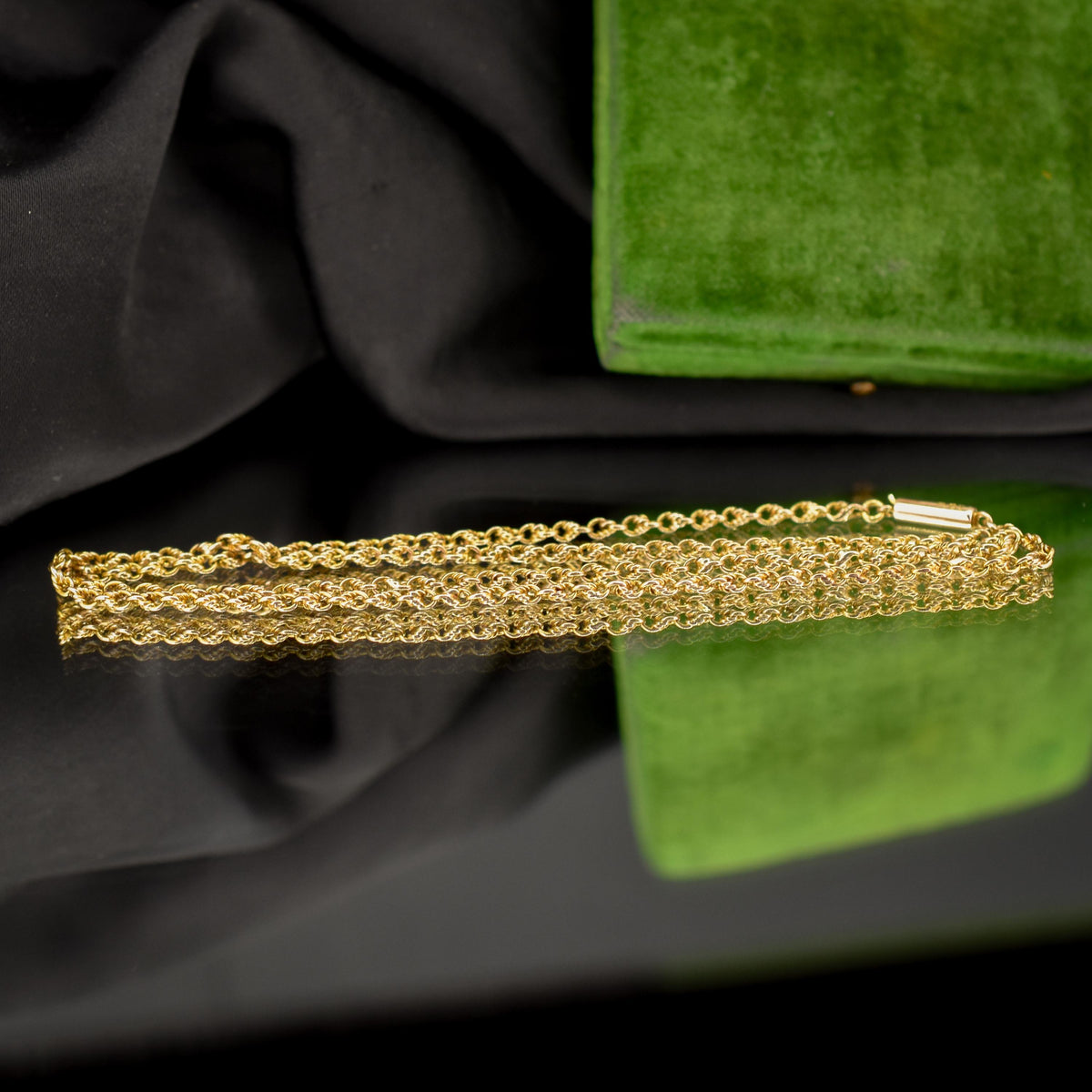 Antique 9ct Gold Love Knot Link Chain Necklace with Barrel Clasp | 16.5"