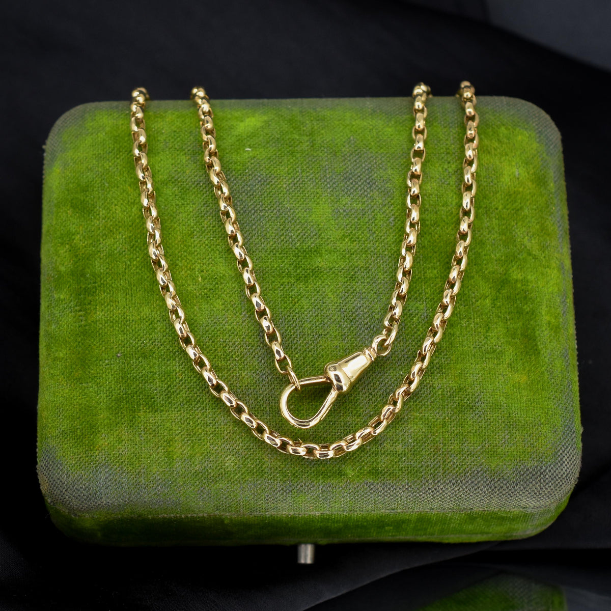 Antique Victorian 9ct Gold Faceted Link Chain Necklace with Dog Clip | 21.25"