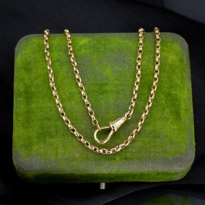 Antique Victorian 9ct Gold Faceted Link Chain Necklace with Dog Clip | 21.25"