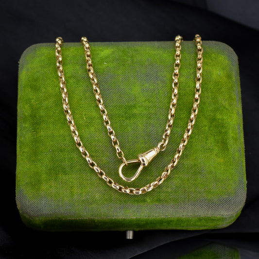 Antique Victorian 9ct Gold Faceted Link Chain Necklace with Dog Clip | 21.25"