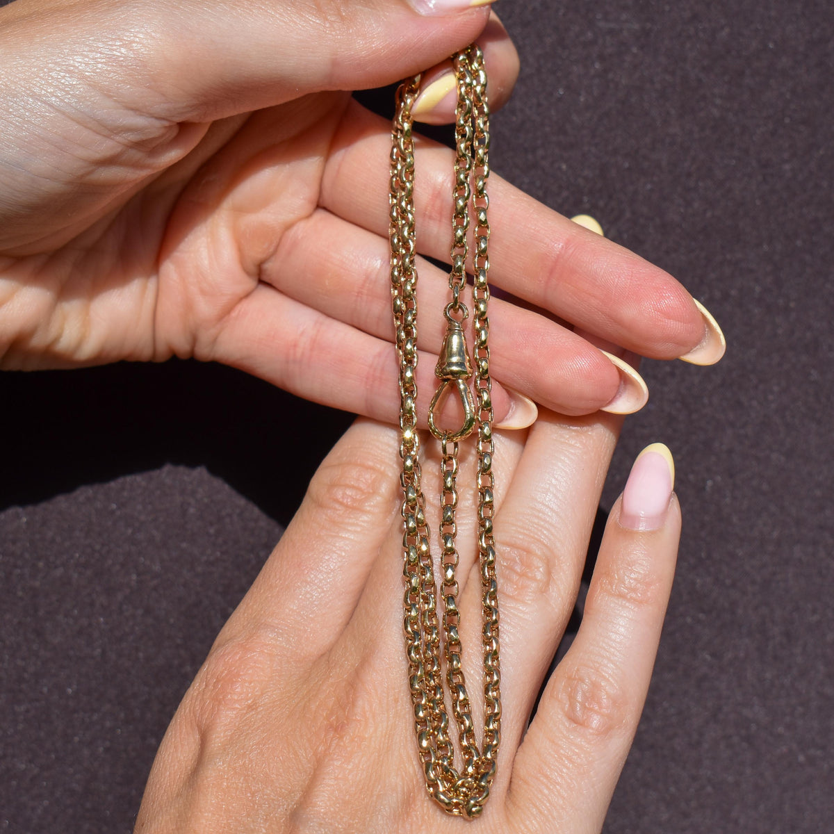 Antique Victorian 9ct Gold Faceted Link Chain Necklace with Dog Clip | 21.25"