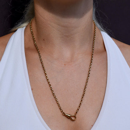 Antique Victorian 9ct Gold Faceted Link Chain Necklace with Dog Clip | 21.25"