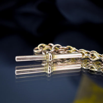 Antique 9ct Gold Love Knot Link Double Albert Watch Chain Necklace | 14.5"