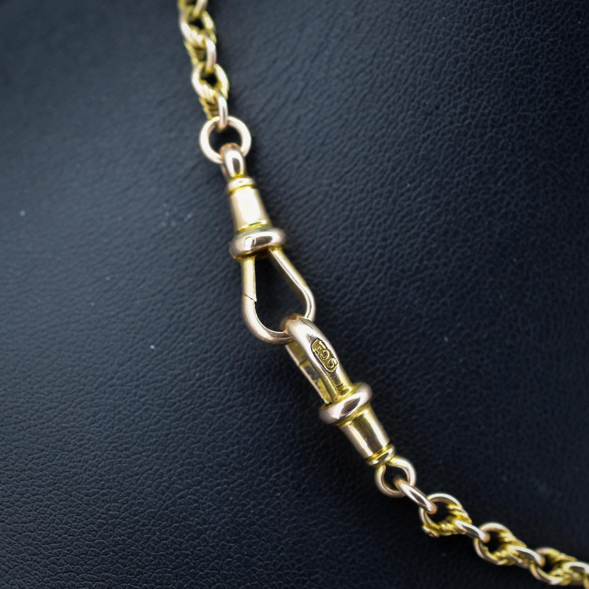 Antique 9ct Gold Love Knot Link Double Albert Watch Chain Necklace | 14.5"