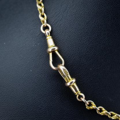 Antique 9ct Gold Love Knot Link Double Albert Watch Chain Necklace | 14.5"
