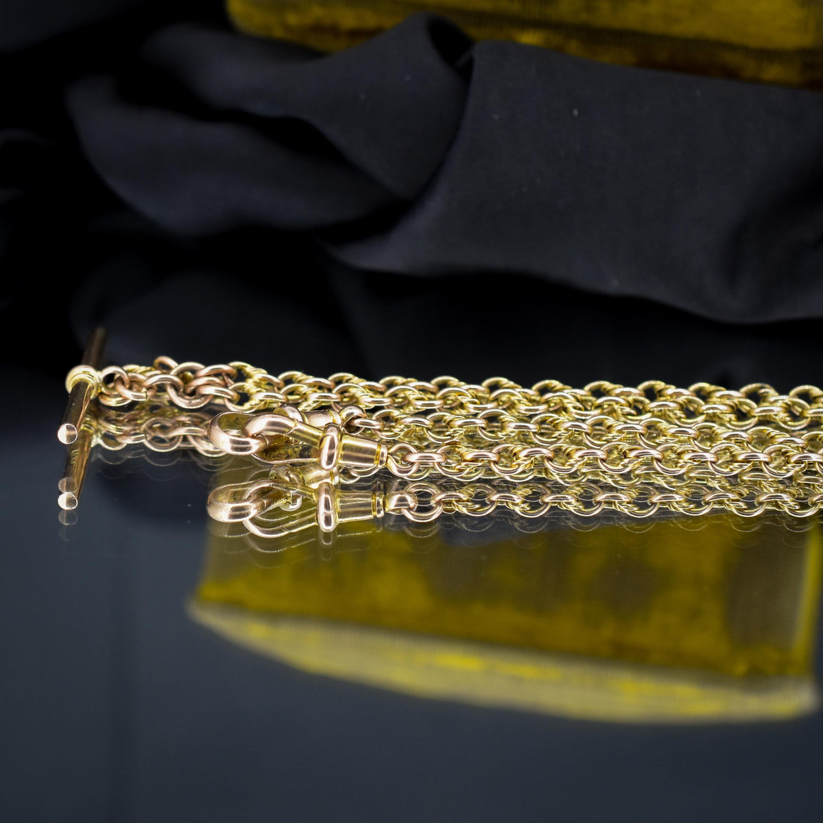 Antique 9ct Gold Love Knot Link Double Albert Watch Chain Necklace | 14.5"