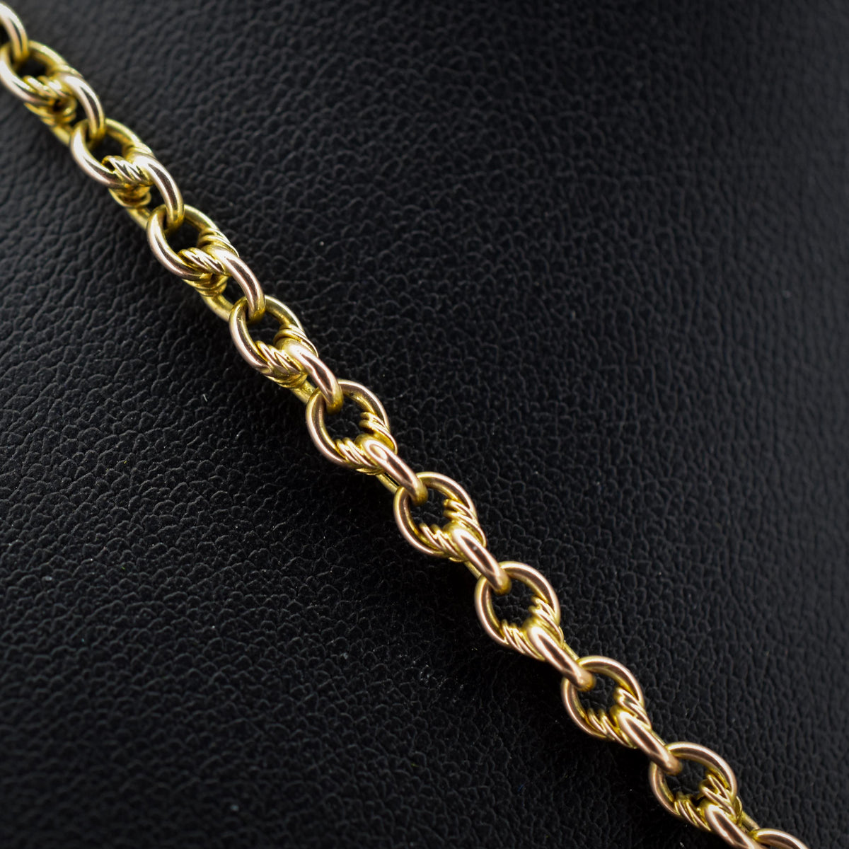 Antique 9ct Gold Love Knot Link Double Albert Watch Chain Necklace | 14.5"
