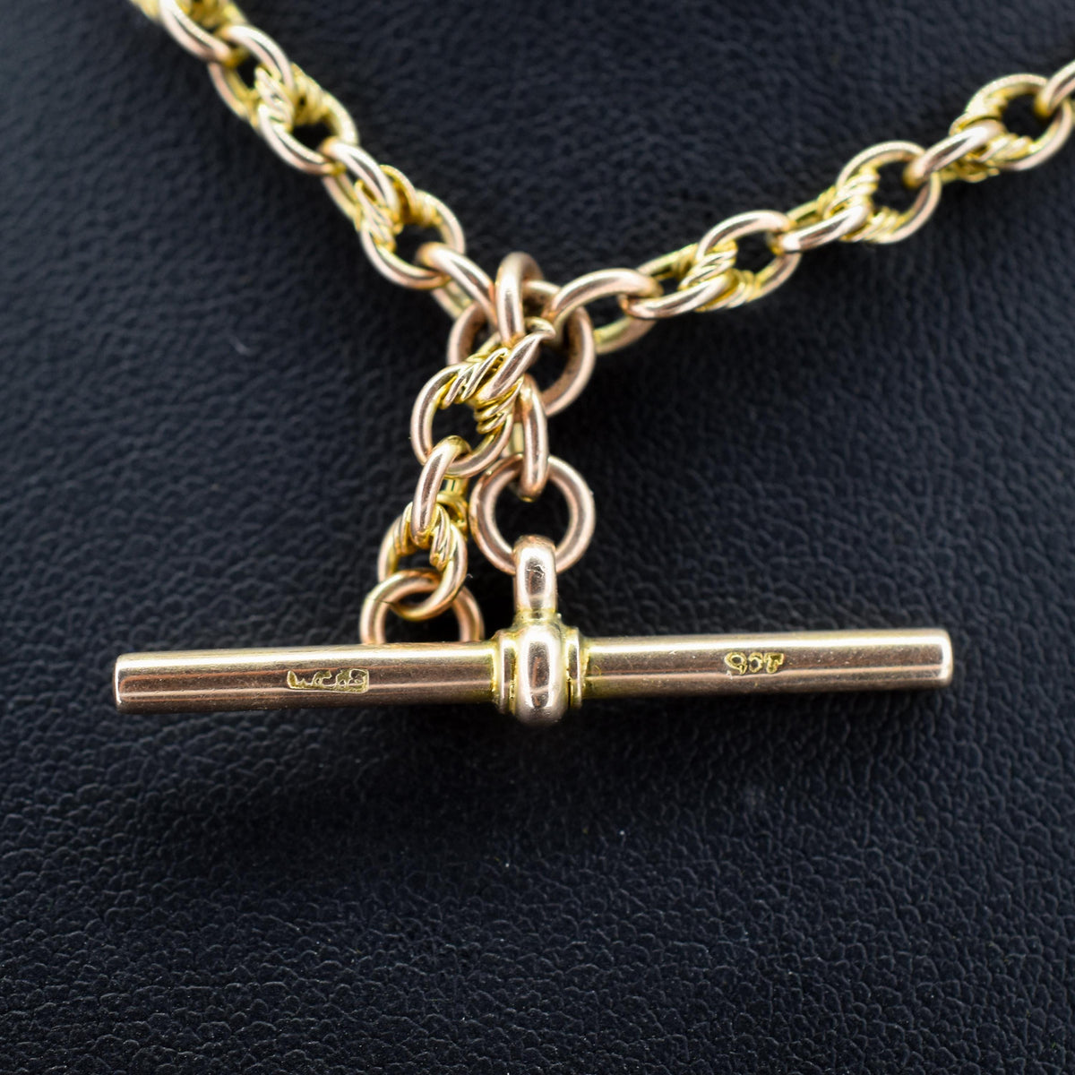 Antique 9ct Gold Love Knot Link Double Albert Watch Chain Necklace | 14.5"
