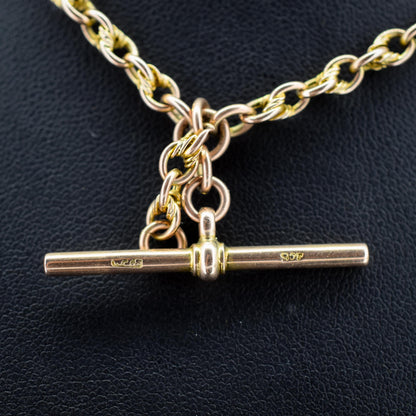Antique 9ct Gold Love Knot Link Double Albert Watch Chain Necklace | 14.5"